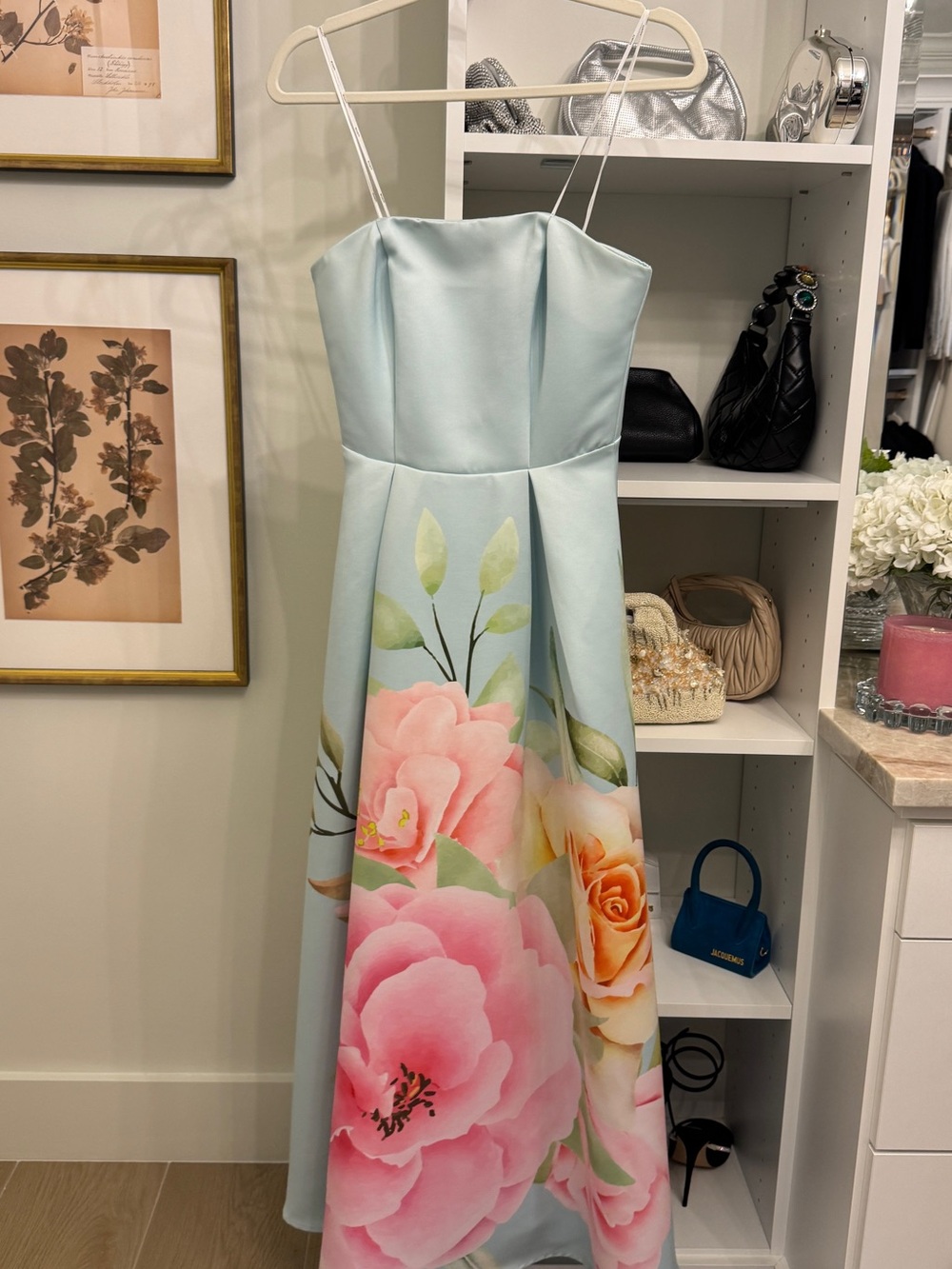 Harper Strapless Gown in Baby Blue Floral